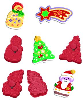 Ausstecher X-Mas (6 Motive/6 Stk.) mit Stempeleffekt